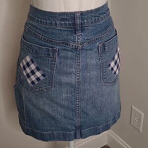 Old Navy jeans upcycle apron.  Distressed  edges